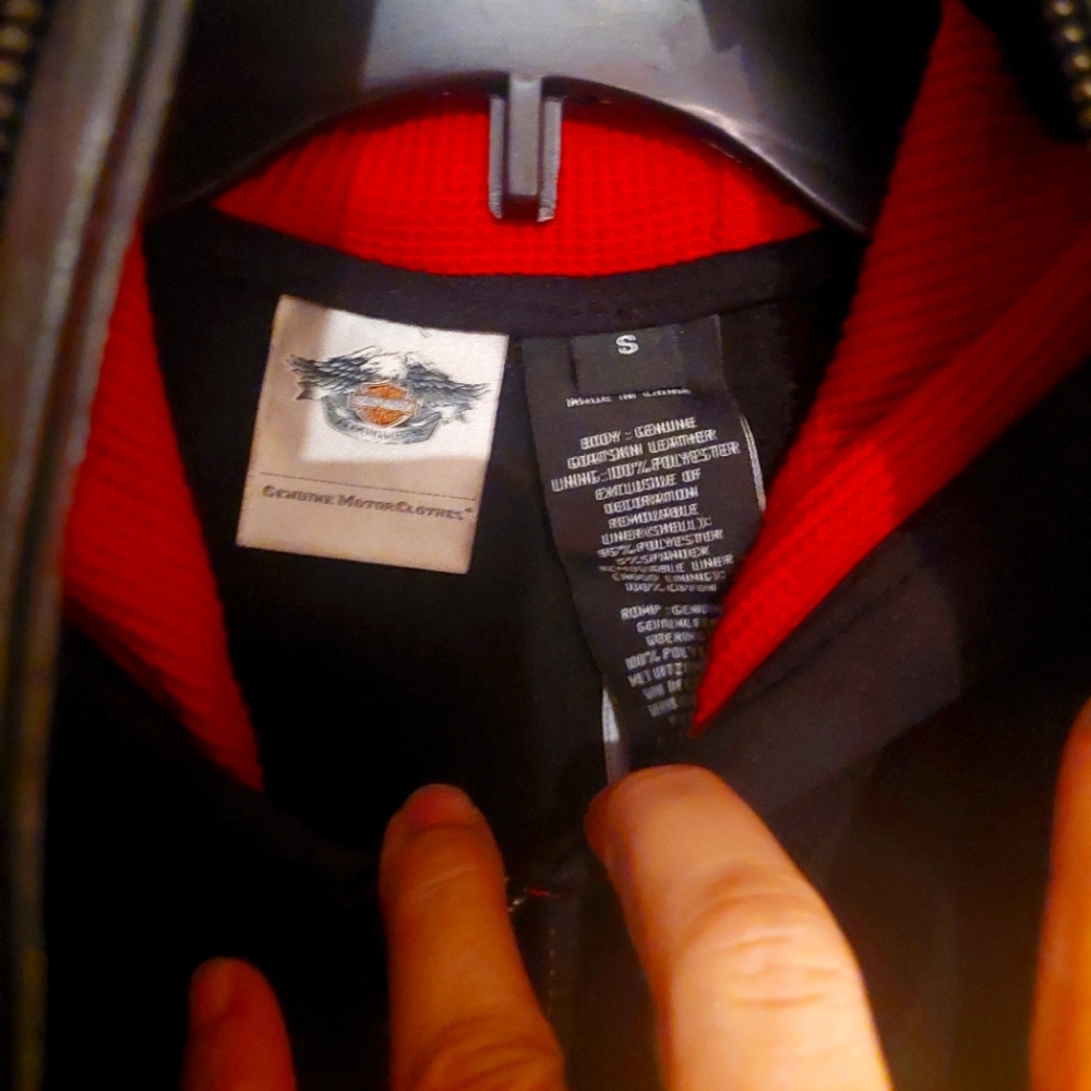 COPY - Small black / Red leather Harley Davidson Jacket